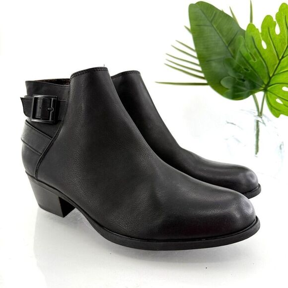 Born BOC Women's Lydia Boot Size 12 Low Block Heel Bootie Black Vegan - Picture 1 of 12